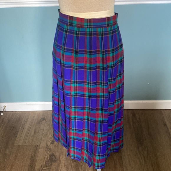 Vintage Talbot's A-Line Pleated Midi Skirt 12 wool USA tartan plaid academia - Picture 5 of 7